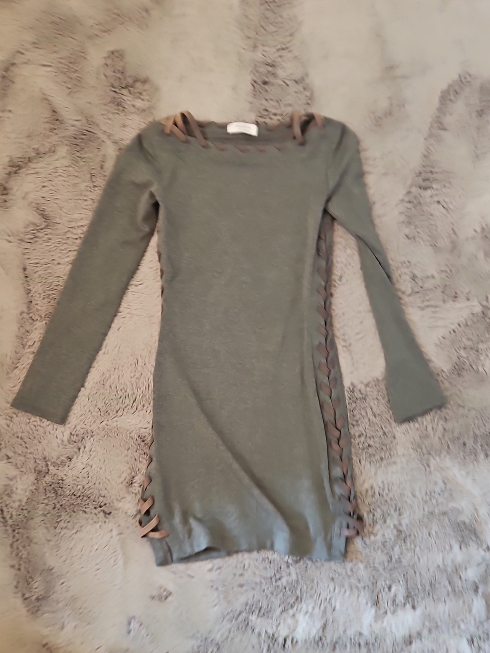 Bailey 44 Gray Lace-Up Knit Top XS/S